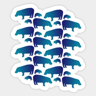 Seamless Decorative Hippo Family Pattern Sticker